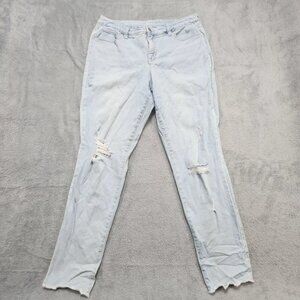 Style & Co Womens Size 12 Curvy Skinny Jeans Light Blue Distressed Raw Hem